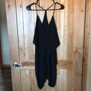 Black Chiffon Cocktail Dress With Draped Back